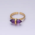 14K Gold plated Natural Gemstone Pointed Wand Ring | O688 - O697 - DLUXCA