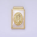 14K Gold plated Nuestra Señora de Guadalupe Shell Pearl Rectangle Pendant | AH157 - DLUXCA