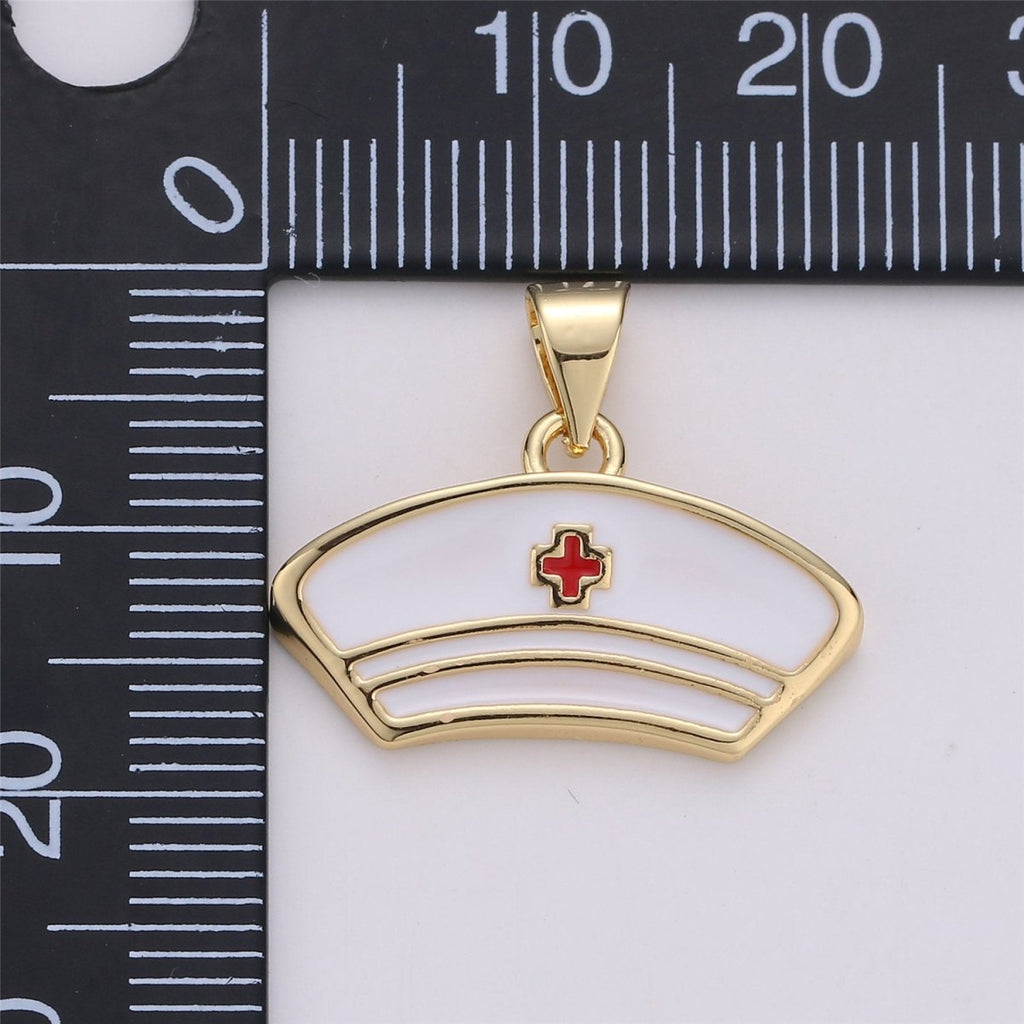 14k Gold plated Nurse Charm Nurse Hospital First Responder Jewelry, Thank you gift for Nurse, Doctor RN Necklace Jewelry making supply I-571 - DLUXCA