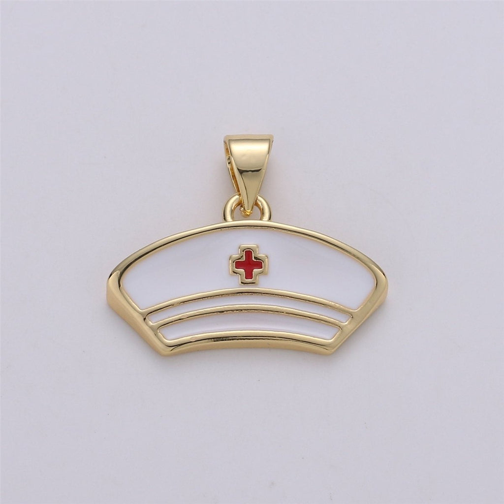 14k Gold plated Nurse Charm Nurse Hospital First Responder Jewelry, Thank you gift for Nurse, Doctor RN Necklace Jewelry making supply I-571 - DLUXCA