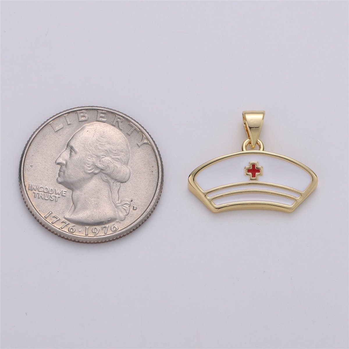 14k Gold plated Nurse Charm Nurse Hospital First Responder Jewelry, Thank you gift for Nurse, Doctor RN Necklace Jewelry making supply I-571 - DLUXCA