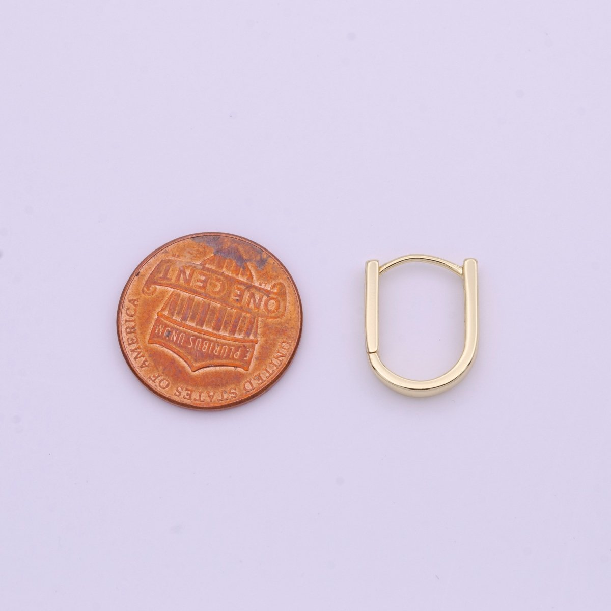 14K Gold plated Oblong Rectangle Earrings Oval Shape Earrings Minimalist Hoop Earrings Y-286 - DLUXCA