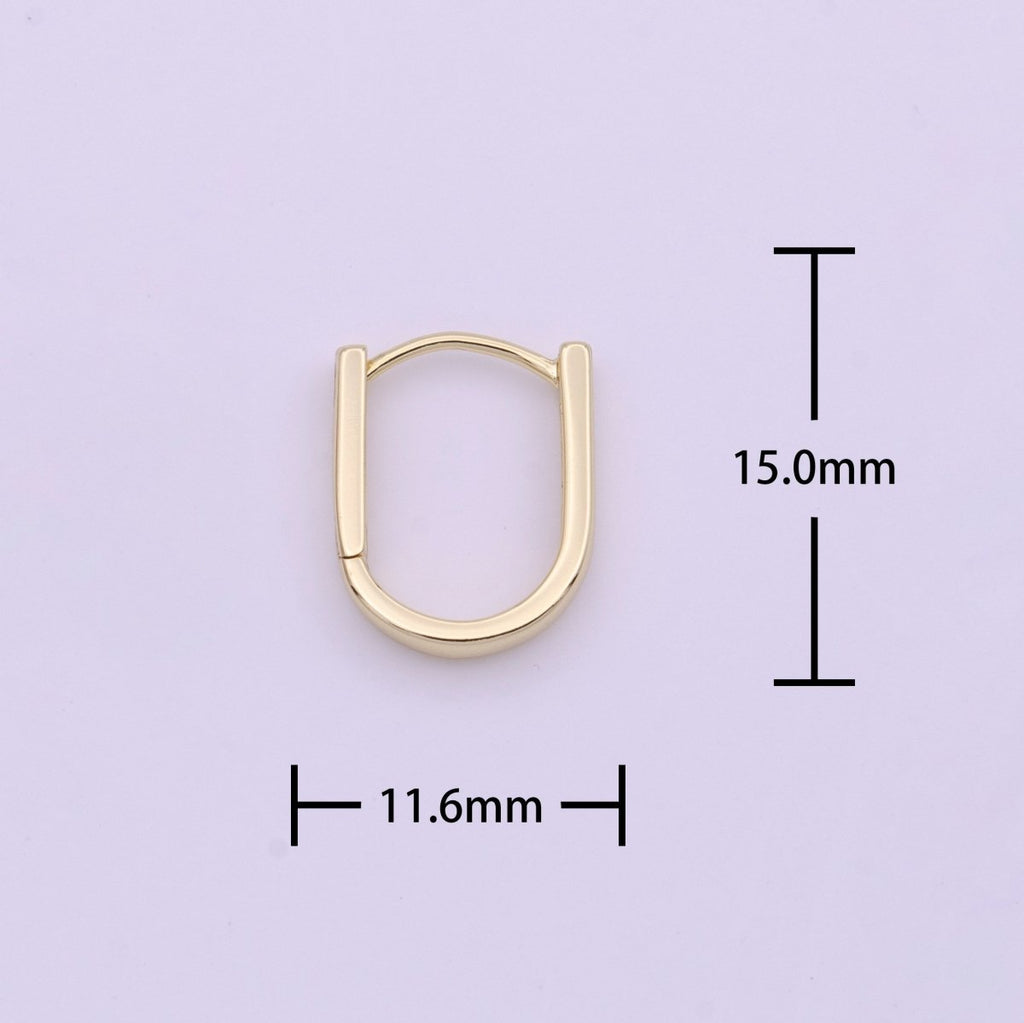 14K Gold plated Oblong Rectangle Earrings Oval Shape Earrings Minimalist Hoop Earrings Y-286 - DLUXCA