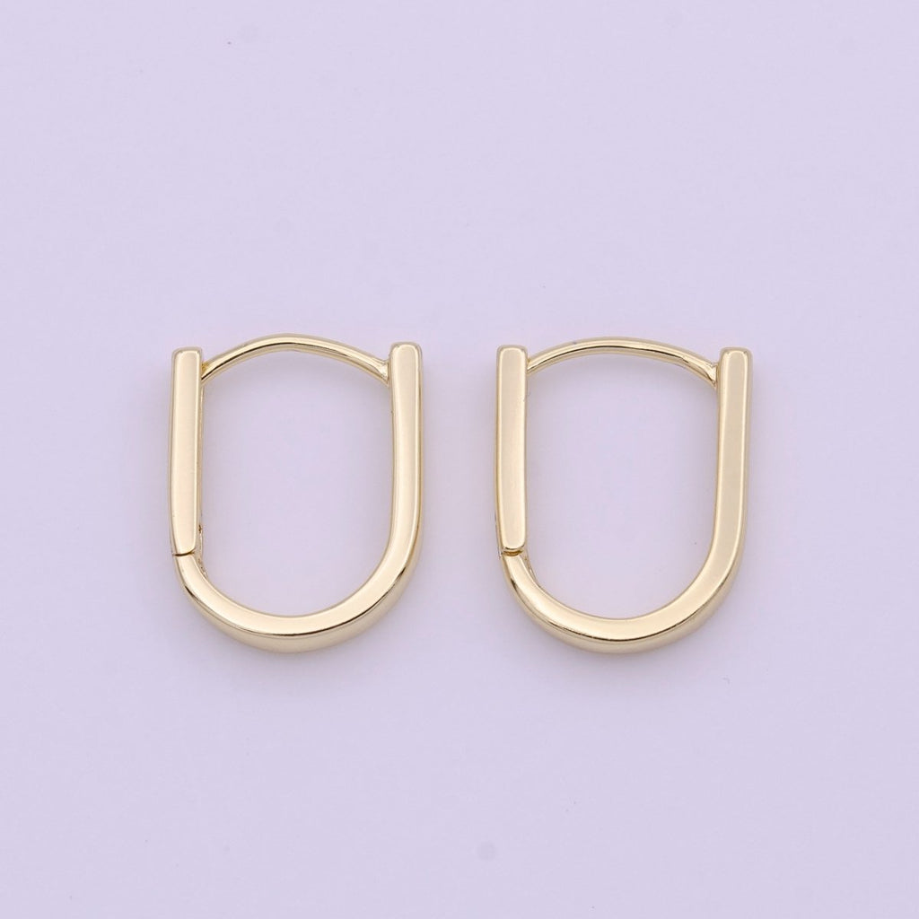 14K Gold plated Oblong Rectangle Earrings Oval Shape Earrings Minimalist Hoop Earrings Y-286 - DLUXCA