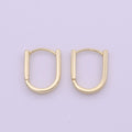 14K Gold plated Oblong Rectangle Earrings Oval Shape Earrings Minimalist Hoop Earrings Y-286 - DLUXCA