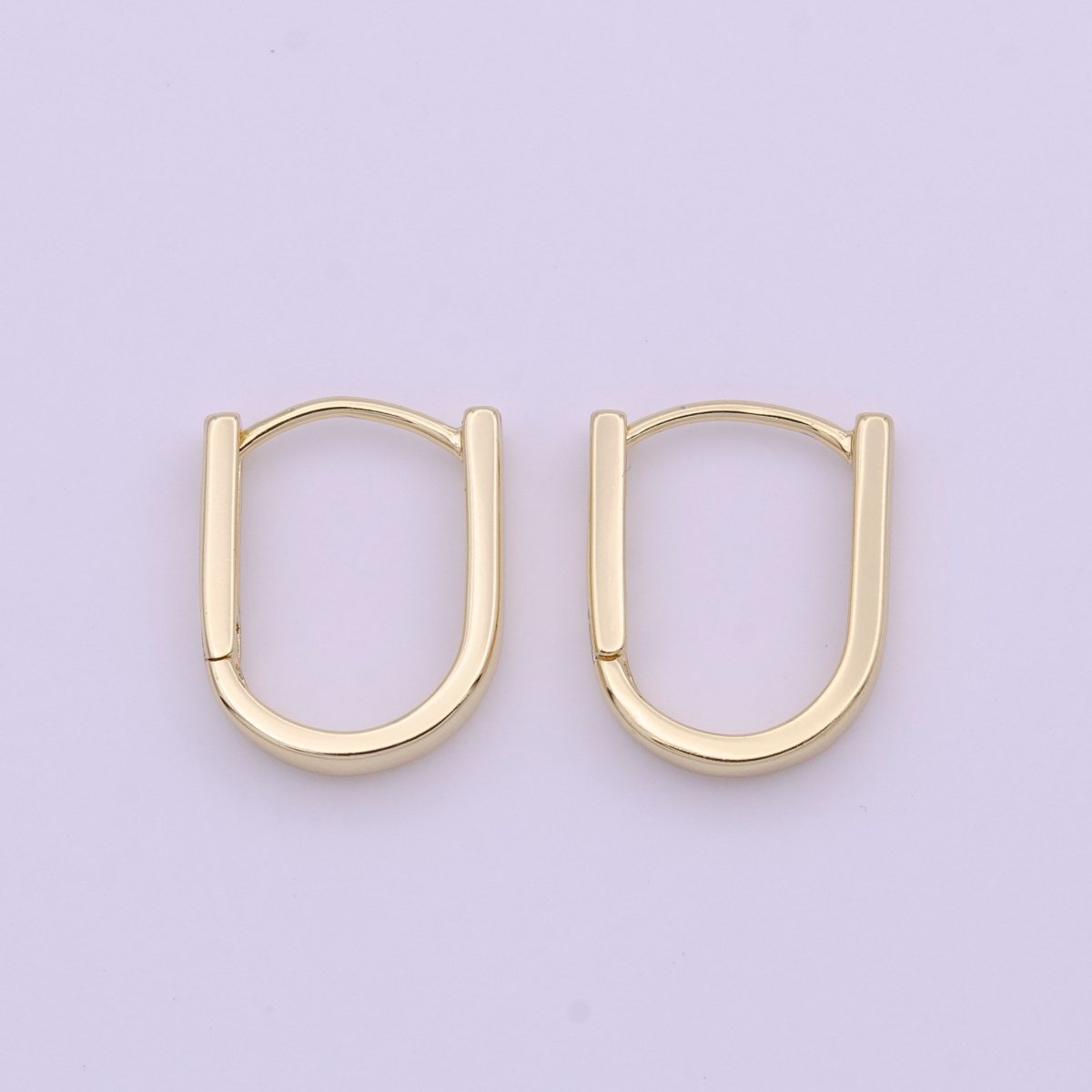 14K Gold plated Oblong Rectangle Earrings Oval Shape Earrings Minimalist Hoop Earrings Y-286 - DLUXCA