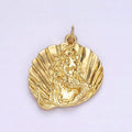 14K Gold plated Ocean Mermaid Clam Sea Shell Dented Charm in Gold & Silver | N1118 N1119 - DLUXCA