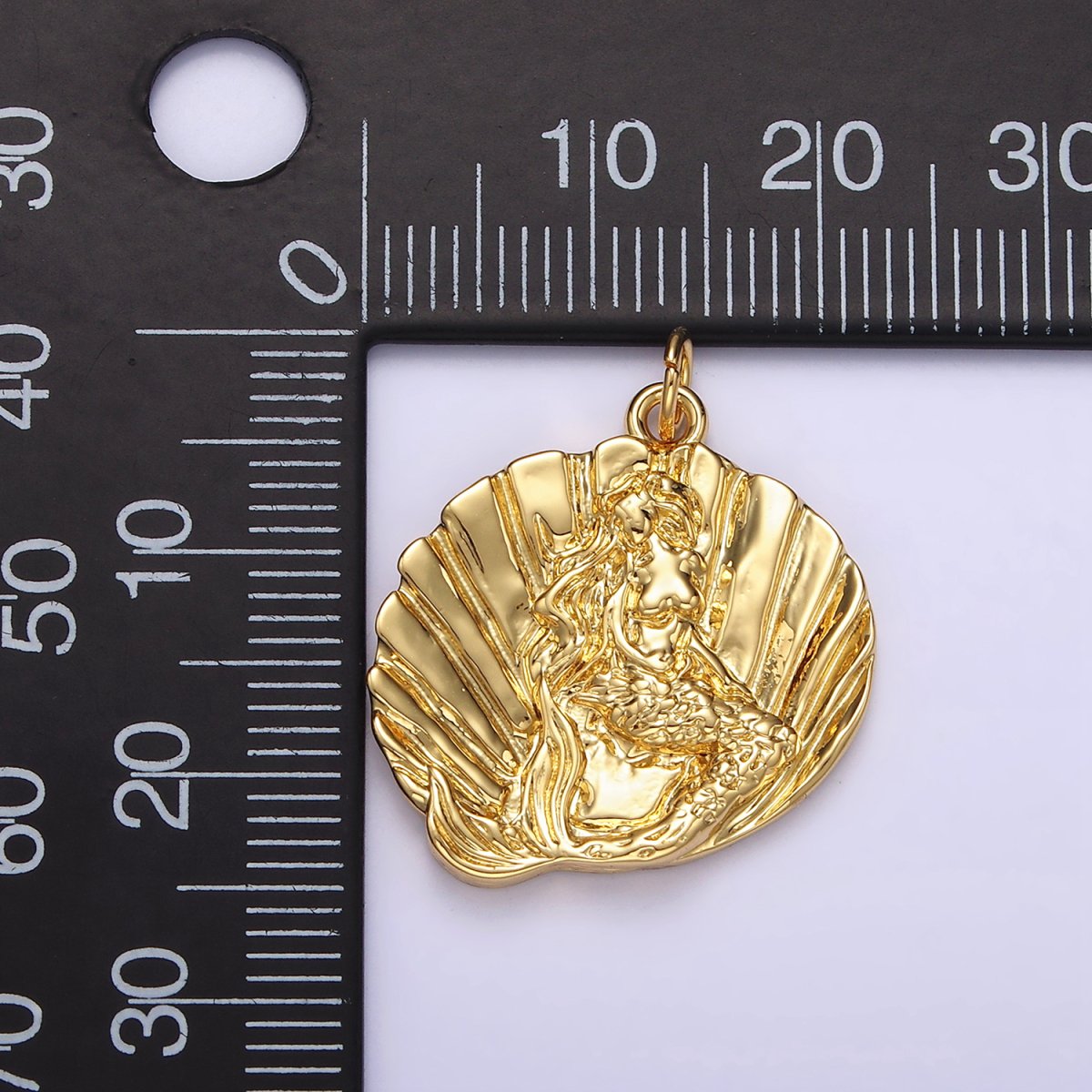 14K Gold plated Ocean Mermaid Clam Sea Shell Dented Charm in Gold & Silver | N1118 N1119 - DLUXCA