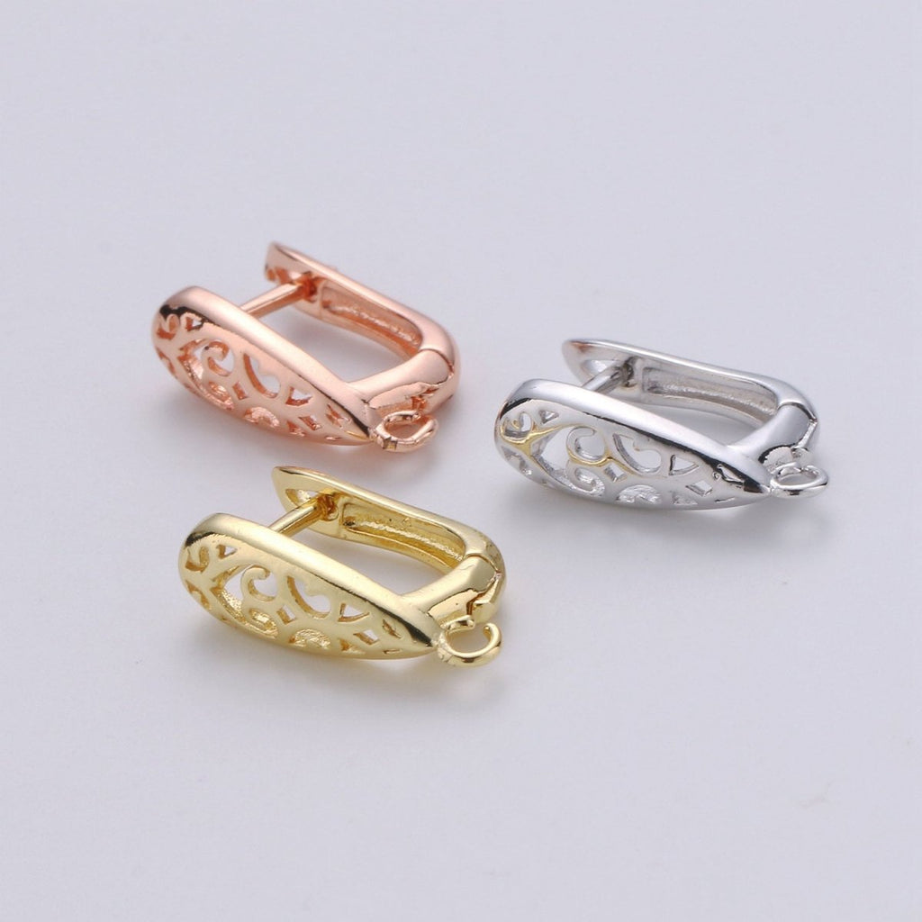 14k Gold plated one touch w/ open link Lever back earring making, 12x19 mm, Nickel free Lead Free for Earring Charm Making Findings K-699 - K-701 - DLUXCA