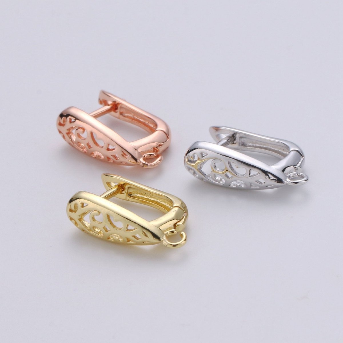 14k Gold plated one touch w/ open link Lever back earring making, 12x19 mm, Nickel free Lead Free for Earring Charm Making Findings K-699 - K-701 - DLUXCA