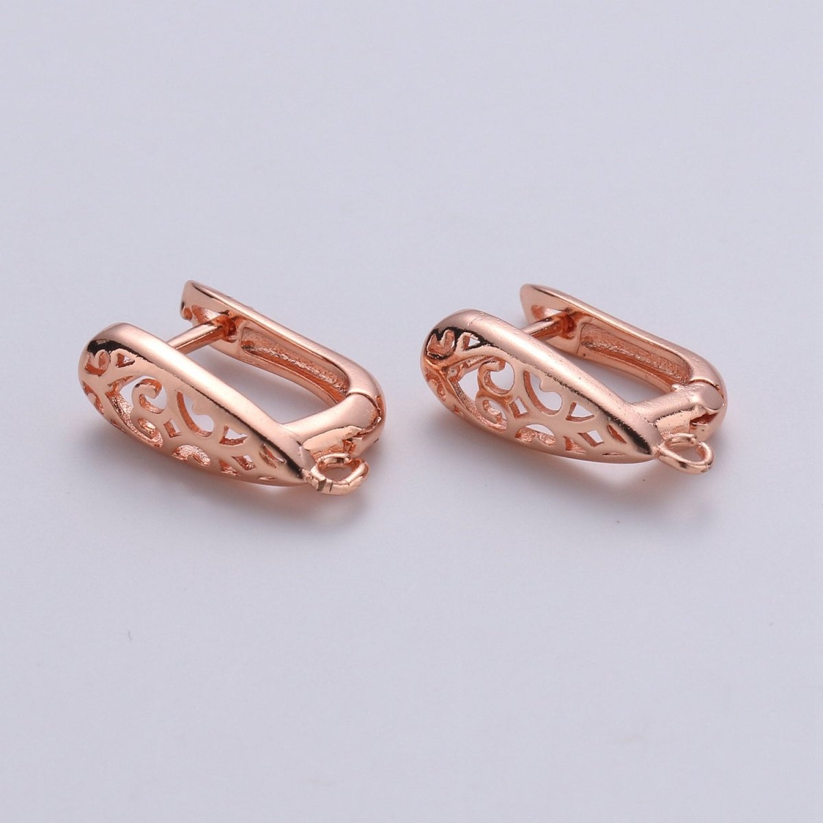 14k Gold plated one touch w/ open link Lever back earring making, 12x19 mm, Nickel free Lead Free for Earring Charm Making Findings K-699 - K-701 - DLUXCA
