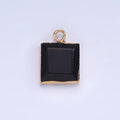 14K Gold plated Onyx, Amazonite, Pink Quartz Square Bezel Charm | N1688 - N1690