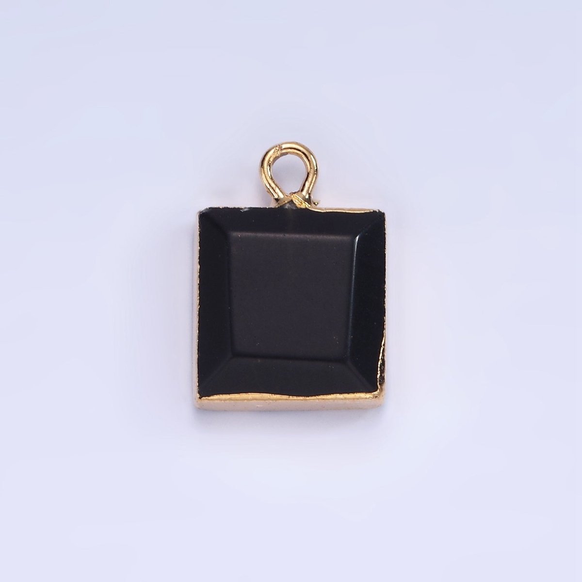 14K Gold plated Onyx, Amazonite, Pink Quartz Square Bezel Charm | N1688 - N1690