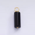 14K Gold plated Onyx Gemstone Cylinder Drop Charm | H362 - DLUXCA