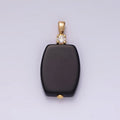 14K Gold plated Onyx Rounded Rectangular Bar CZ Pendant | N1991 - DLUXCA