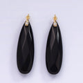 14K Gold plated Onyx Teardrop Multifaceted CZ Bail Charm | AG478 - DLUXCA