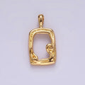 14K Gold plated Open Abstract Molten Minimalist Rectangular Pendant | N1907 - DLUXCA