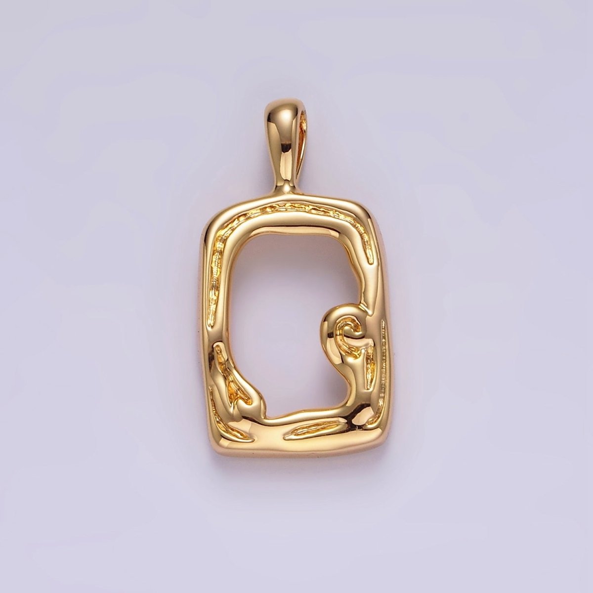 14K Gold plated Open Abstract Molten Minimalist Rectangular Pendant | N1907 - DLUXCA