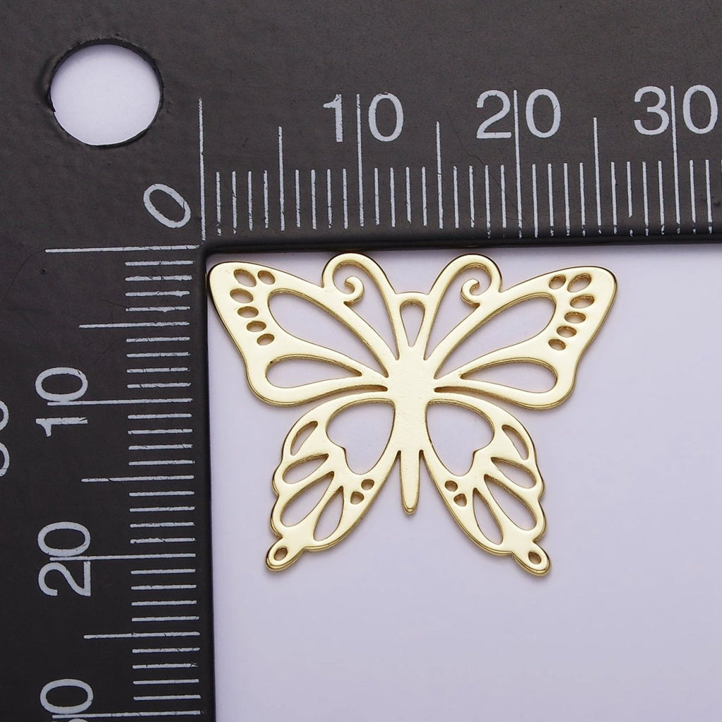 14K Gold plated Open Antenna Butterfly Mariposa Charm | AC1454 - DLUXCA