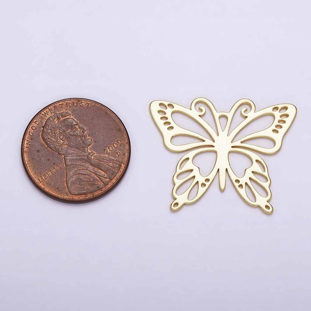 14K Gold plated Open Antenna Butterfly Mariposa Charm | AC1454 - DLUXCA