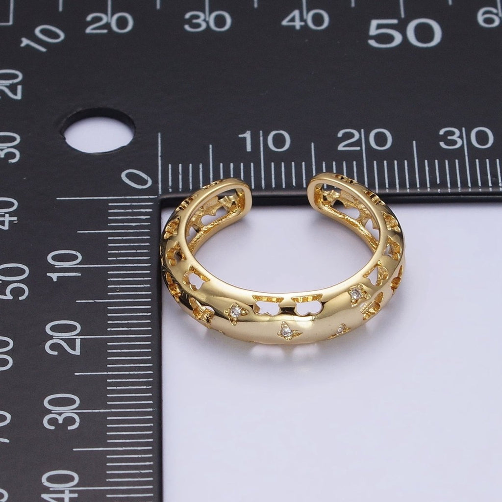 14K Gold plated Open Butterfly Adjustable Ring | R-220