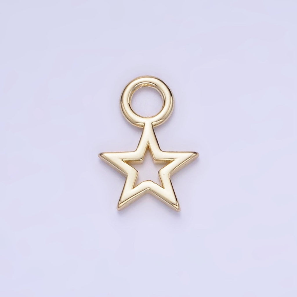 14K Gold plated Open Celestial Star Mini Charm | AG754 - DLUXCA