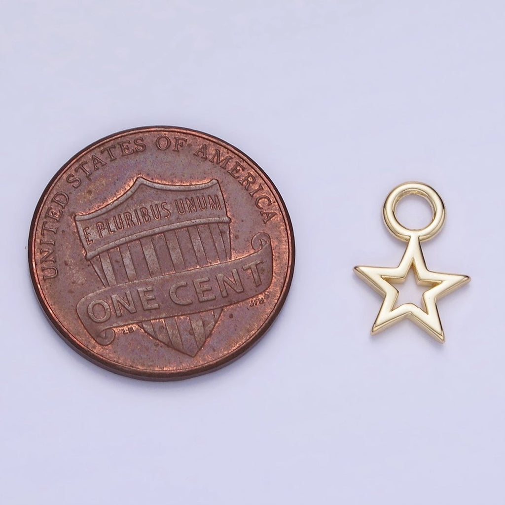 14K Gold plated Open Celestial Star Mini Charm | AG754 - DLUXCA