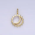 14K Gold plated Open Celestial Sun Crescent Moon Pendant | AG702 - DLUXCA