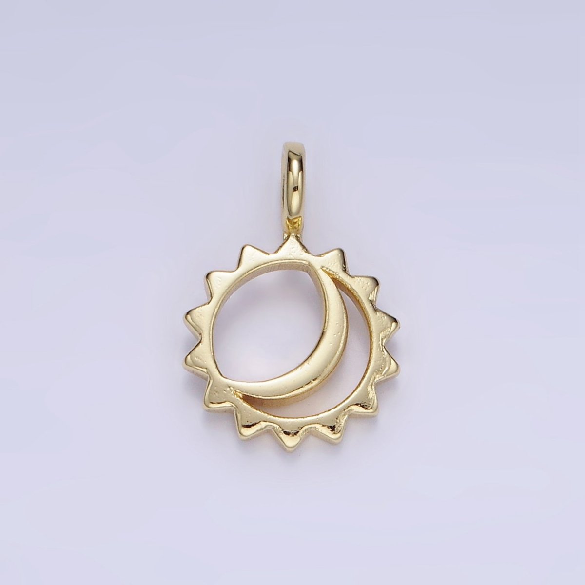 14K Gold plated Open Celestial Sun Crescent Moon Pendant | AG702 - DLUXCA