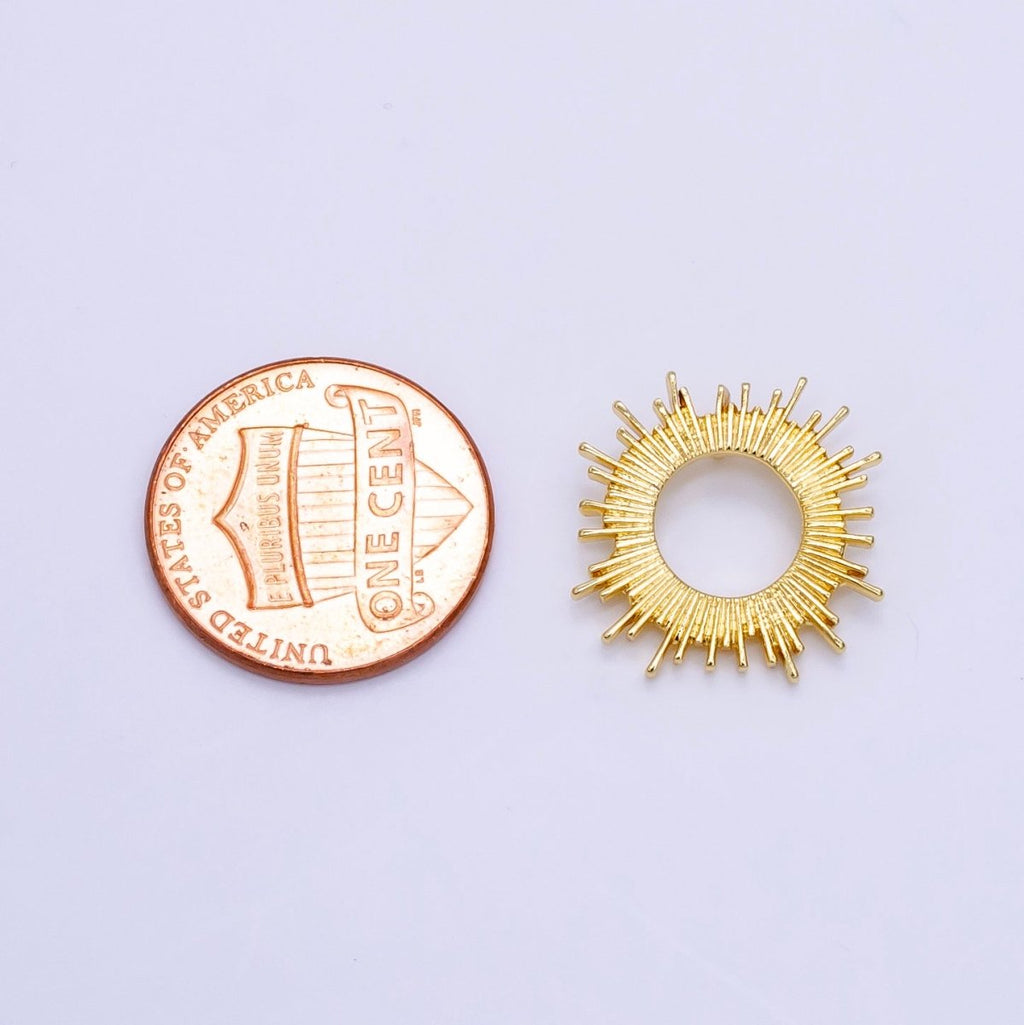14K Gold plated Open Celestial Sunburst Back Loop Pendant in Gold & Silver | AG812 - DLUXCA