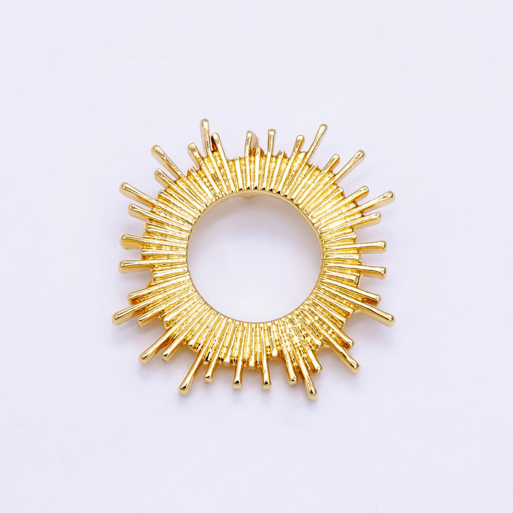 14K Gold plated Open Celestial Sunburst Back Loop Pendant in Gold & Silver | AG812 - DLUXCA