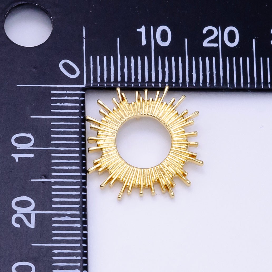 14K Gold plated Open Celestial Sunburst Back Loop Pendant in Gold & Silver | AG812 - DLUXCA