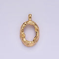 14K Gold plated Open Dented Molten Minimalist Oval Pendant | N1908 - DLUXCA