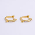 14K Gold plated Open Loop Micro Paved CZ Oblong English Lock Earrings in Silver & Gold | Z-278 Z-279 - DLUXCA