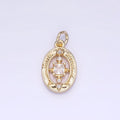 14K Gold plated Open Oval Square CZ Charm | AG-670 - DLUXCA