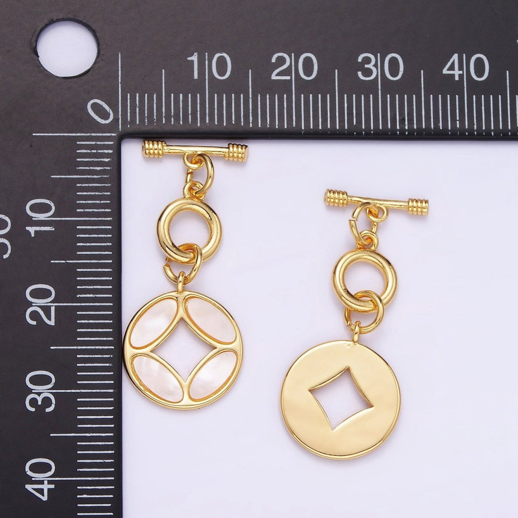 14K Gold plated Open Pearl Quatrefoil OT Toggle Clasps Closure Jewelry Making Supply | Z-694 - DLUXCA