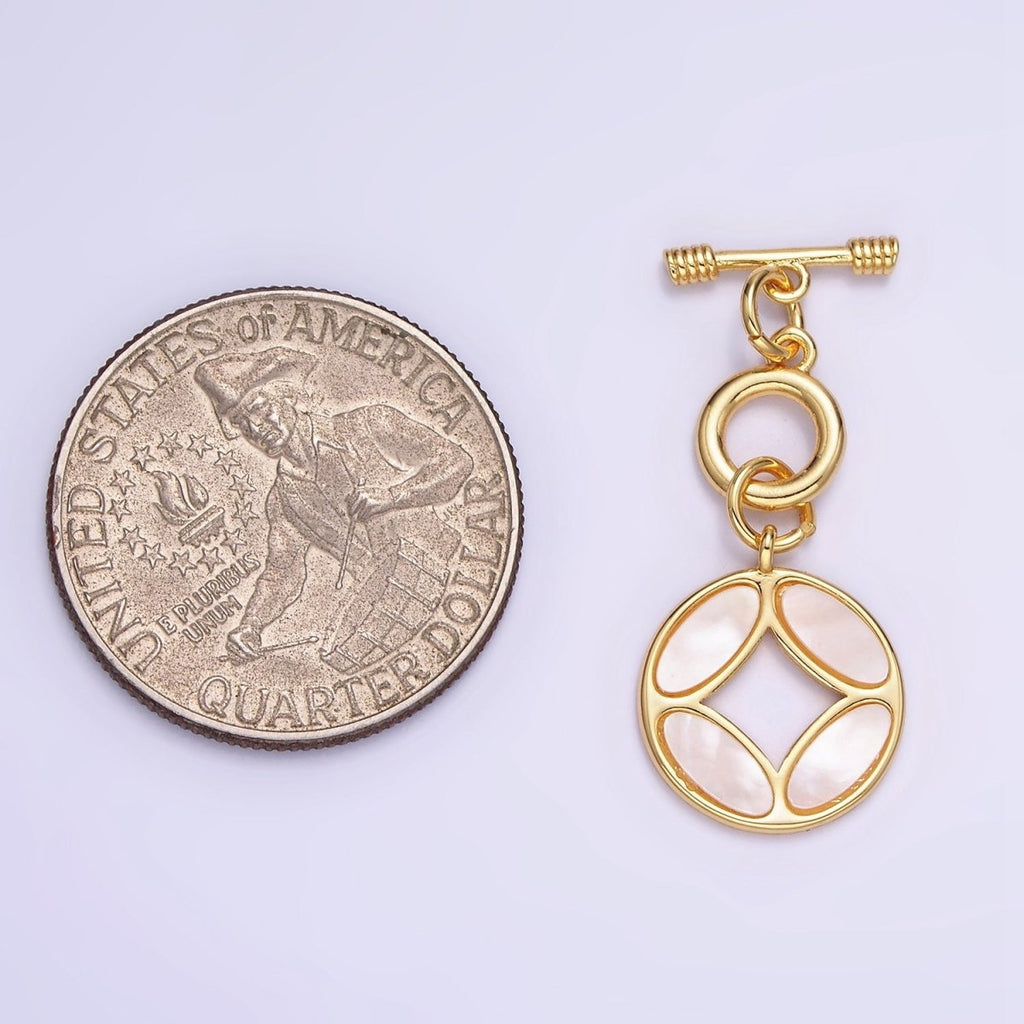 14K Gold plated Open Pearl Quatrefoil OT Toggle Clasps Closure Jewelry Making Supply | Z-694 - DLUXCA
