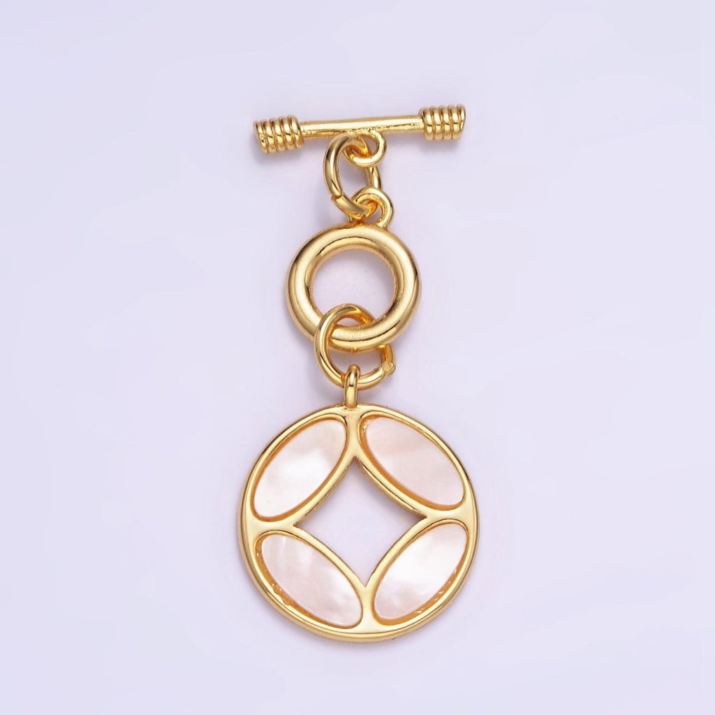 14K Gold plated Open Pearl Quatrefoil OT Toggle Clasps Closure Jewelry Making Supply | Z-694 - DLUXCA