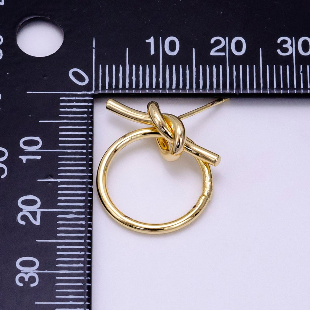 14K Gold plated Open Round Tied Knot Drop Stud Earrings in Gold & Silver | AB1279 AB1280