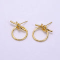 14K Gold plated Open Round Tied Knot Drop Stud Earrings in Gold & Silver | AB1279 AB1280