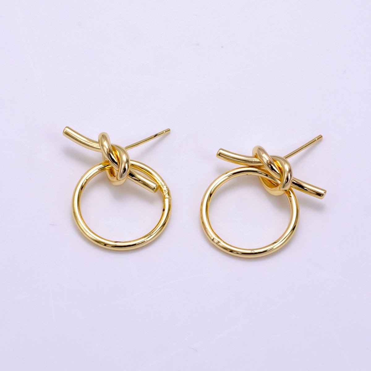 14K Gold plated Open Round Tied Knot Drop Stud Earrings in Gold & Silver | AB1279 AB1280