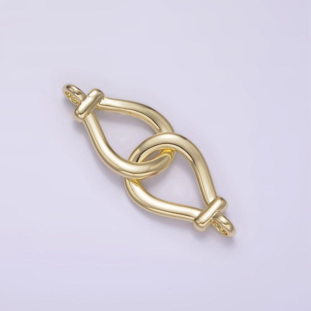 14K Gold plated Open Teardrop Over Lap Loop Band Minimalist Connector | G-063 - DLUXCA