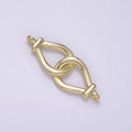 14K Gold plated Open Teardrop Over Lap Loop Band Minimalist Connector | G-063 - DLUXCA