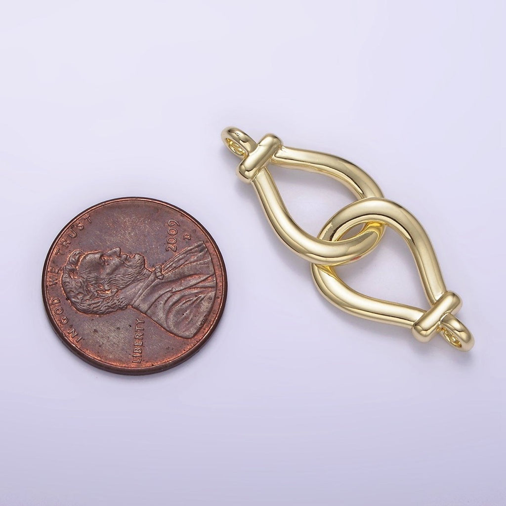 14K Gold plated Open Teardrop Over Lap Loop Band Minimalist Connector | G-063 - DLUXCA