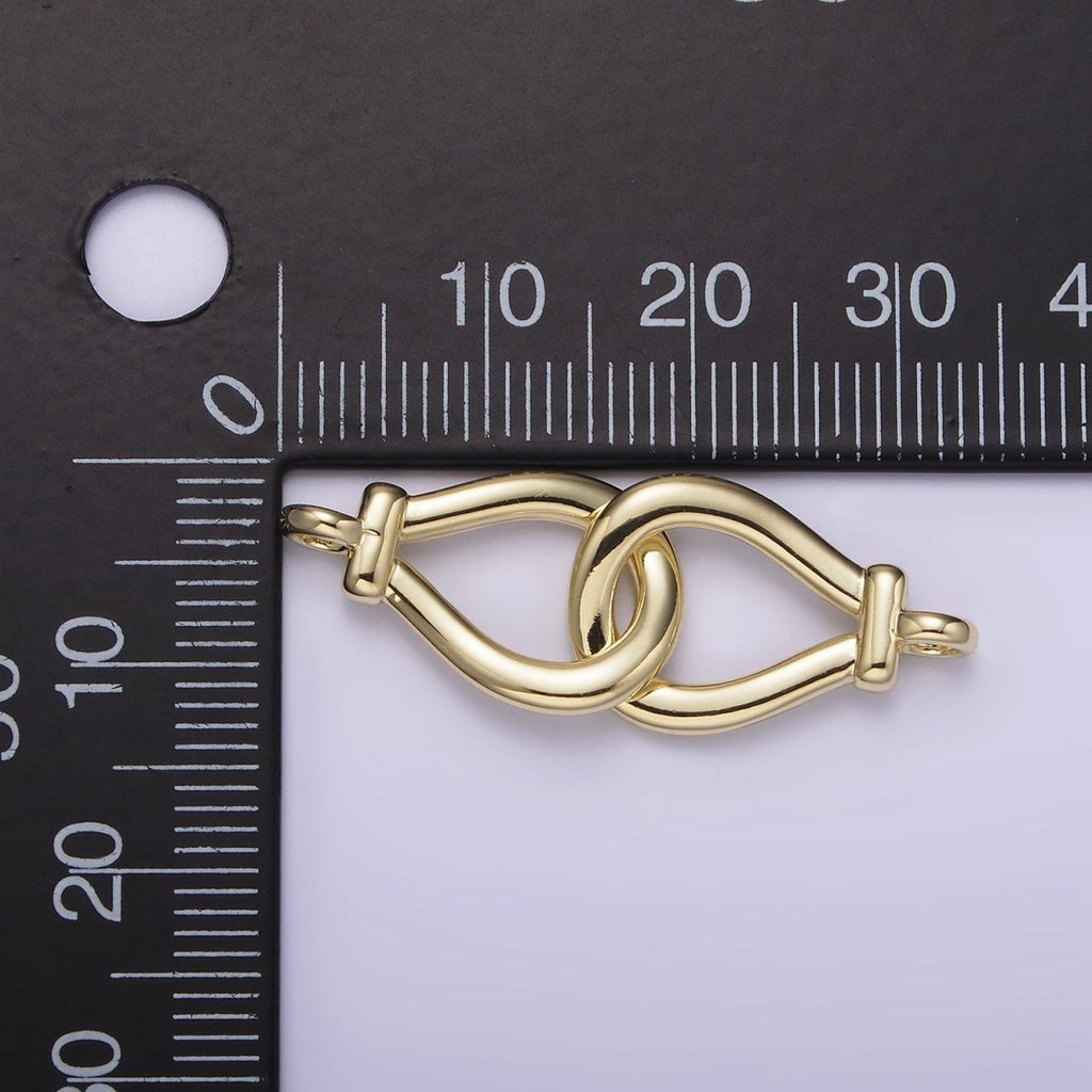 14K Gold plated Open Teardrop Over Lap Loop Band Minimalist Connector | G-063 - DLUXCA