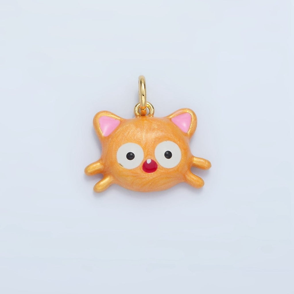 14K Gold plated Orange Kitten Cat Enamel Pet Animal Mini Charm | AC179 - DLUXCA