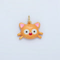 14K Gold plated Orange Kitten Cat Enamel Pet Animal Mini Charm | AC179 - DLUXCA