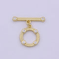 14K Gold plated OT Toggle Clasps Chevron CZ Clasps Connectors for Jewelry Handmade Making Bracelet Necklace L-622 - DLUXCA