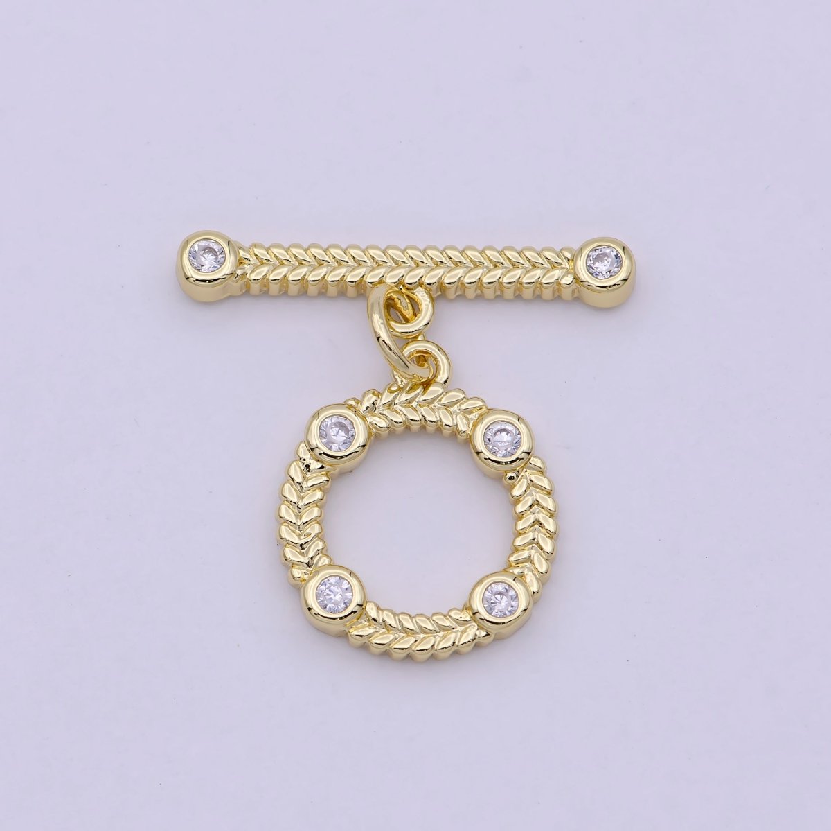 14K Gold plated OT Toggle Clasps Chevron CZ Clasps Connectors for Jewelry Handmade Making Bracelet Necklace L-622 - DLUXCA
