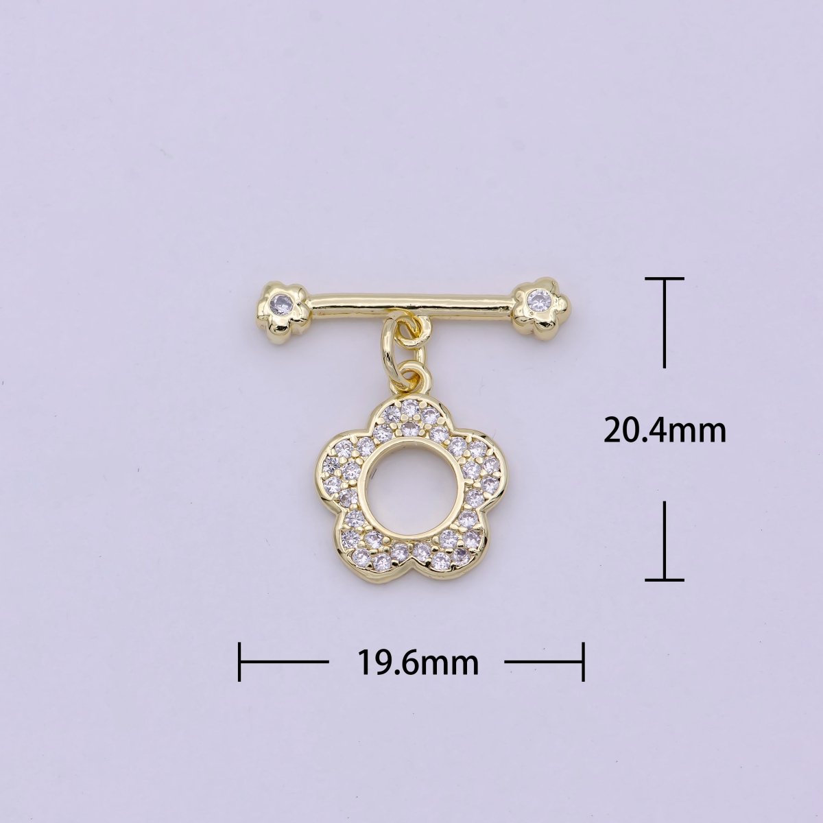 14K Gold plated OT Toggle Clasps Daisy Flower CZ Clasps Connectors for Jewelry Handmade Making Bracelet Necklace L-623 - DLUXCA